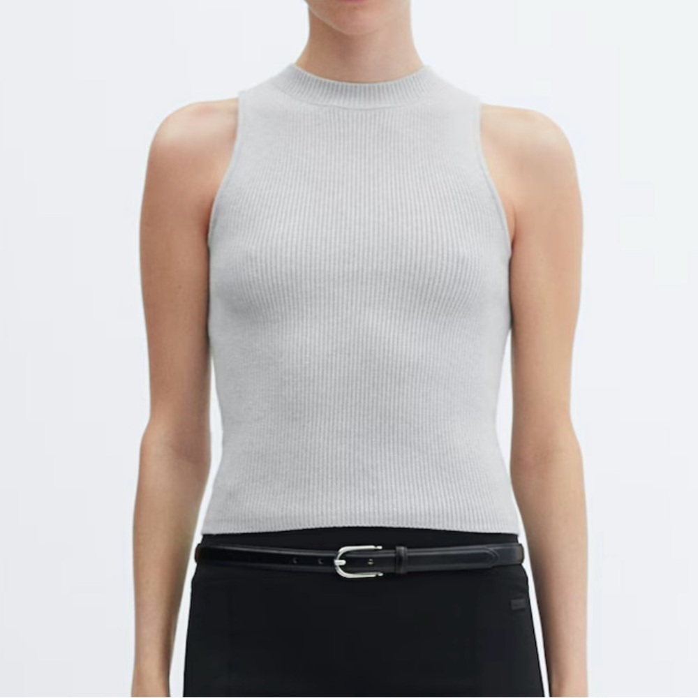 Mango ribbed knit top